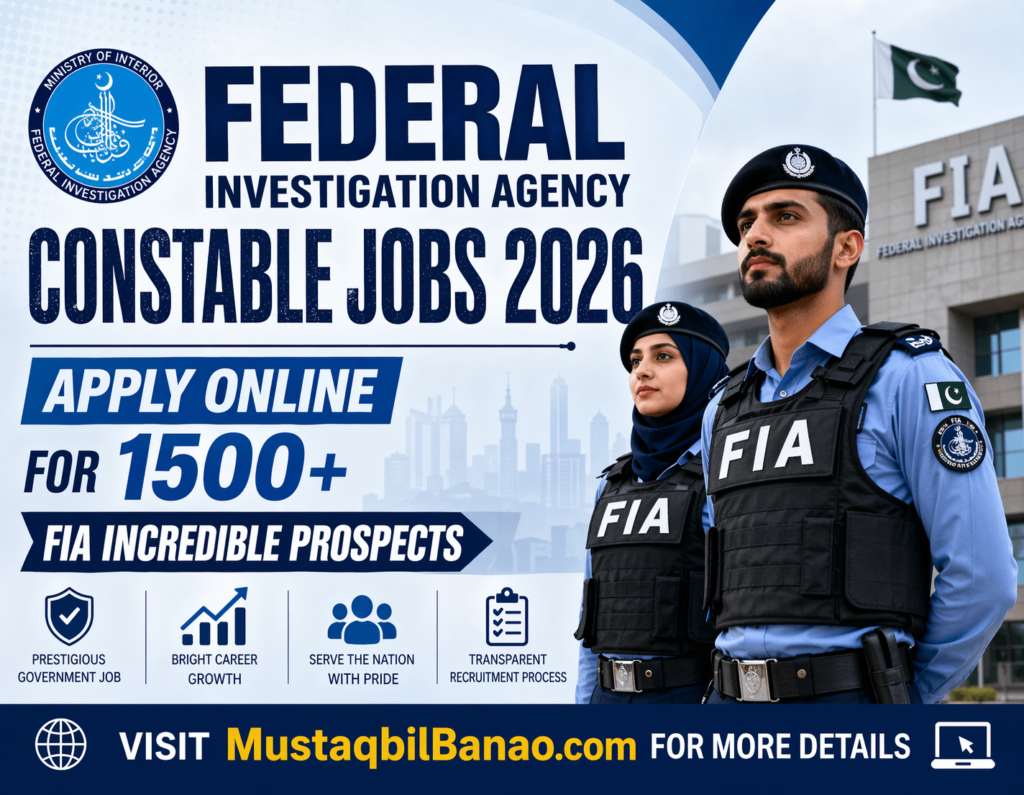 Federal Investigation Agency Constable Jobs 2026 – Apply Online For 1500+ FIA Incredible Prospects