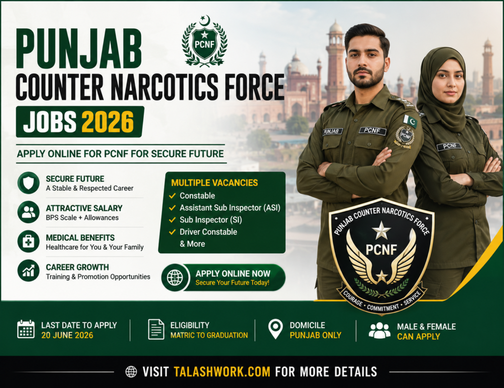 Punjab Counter Narcotics Force Jobs 2026 – Apply Online for Secure Future